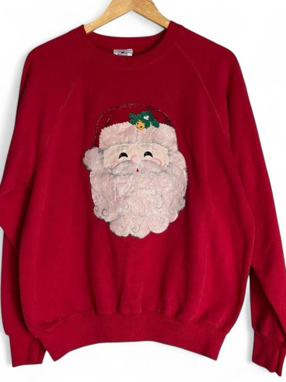 Vintage Lee Made in USA Santa Applique Red Sweatshirt Crewneck